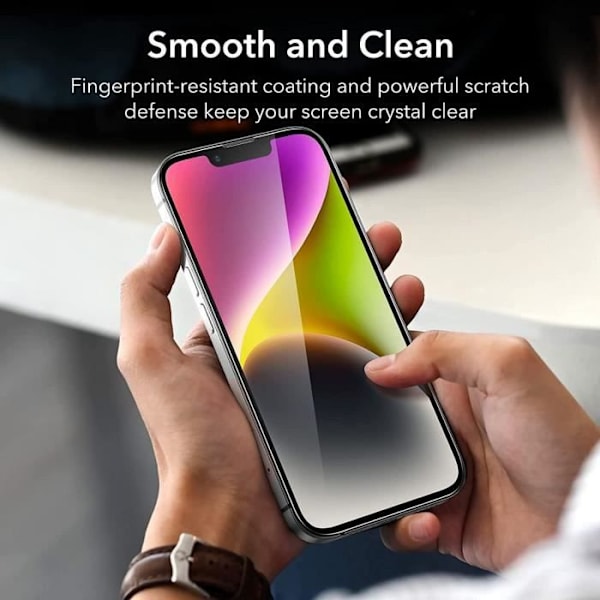 [2 styk] Fuldt sort hærdet glas til iPhone 14 (6,1") 9H Transparent med svart kant