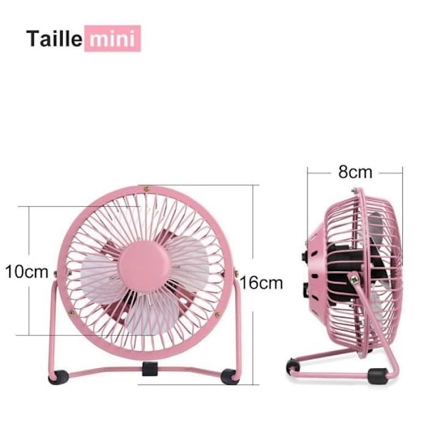USB-fläkt - E.F.CONNECTION - Mini - Rotation 360° - Tyst - Rosa rosa