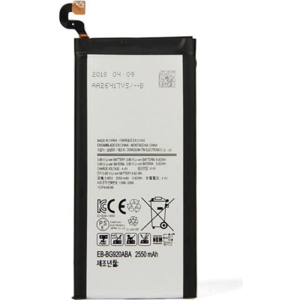 EB-BG920ABE 2550mAh Li-Polymer Batteri för Samsung Galaxy S6 / G9200 / G9208 / G9209 / G920F / G920I / G920I / G9208 / - Svart