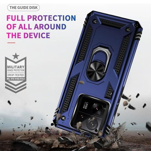 Coque - Xiaomi - 13T/13T Pro - Förstärkt - 360° Stöd - 2 Härdat Glas - Marinblå marinblå