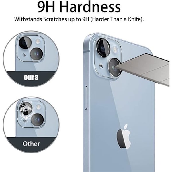 2 x härdat glas kameralinsskydd för iPhone 14 Plus (6,7") Transparent