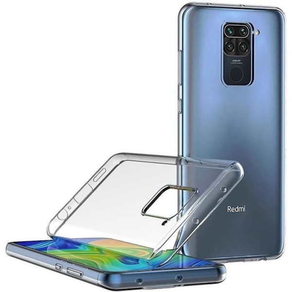 Skyddsfodral för Redmi Note 9 - E.F.CONNECTION - Flexibelt - Hög Motståndskraft - Silikon + Härdat Glas - Transparent Transparent