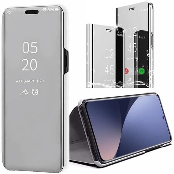Helkroppsfodral för Xiaomi 12 Pro 360 Protection Clear View Smart Case - Silver Silver