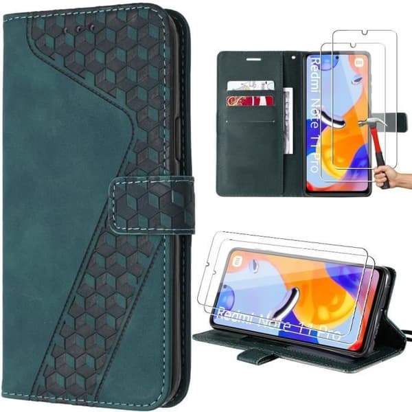 Coque - E.F.CONNECTION - För Xiaomi Redmi Note 11 Pro/12 Pro - Lädereffekt - Röd - Dubbel skydd Röd