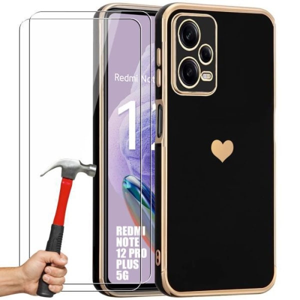 Coque TPU - Xiaomi - Redmi Note 12 Pro Plus 5G - Sort - Hjerte Motiv - Ridsefast Svart