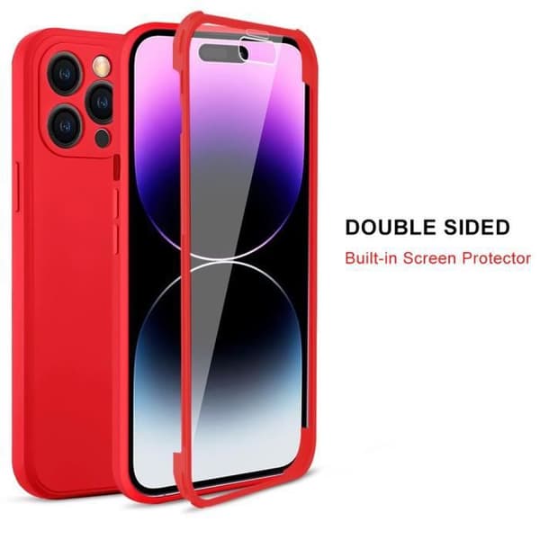 Coque 360 - EF CONNECTION - för iPhone 14 Pro Max - Röd - Hel skydd - Repellent - Trådlös laddning Röd