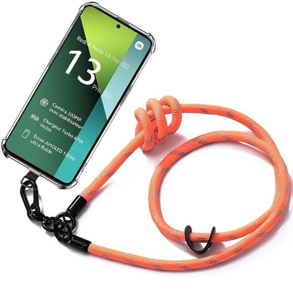 Coque - E.F.CONNECTION - För Xiaomi Redmi Note 13 Pro 5G - Stötresistent - Repellerande - Avtagbar rem Orange