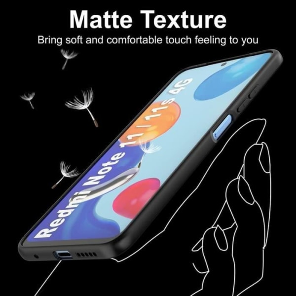 Etui til Redmi Note 11-Note 11S med 2 hærdede briller, sort silikoneetui