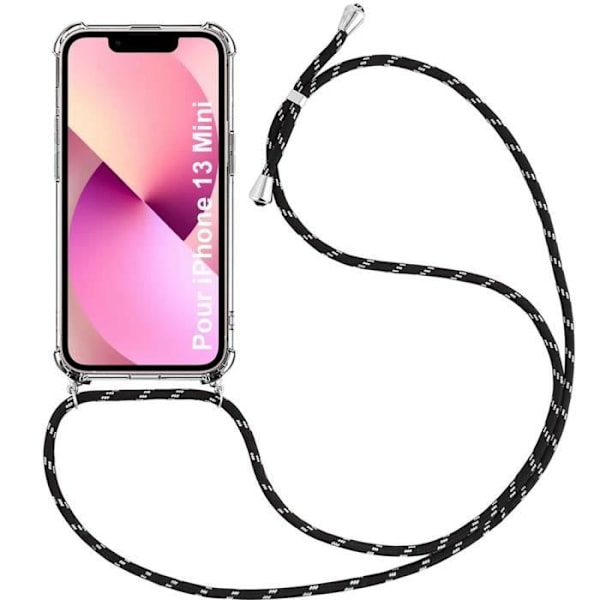 Skyddsskal - E.F.CONNECTION - iPhone 13 Mini - Mjuk - Transparent-Svart - Stöttålig Transparent-svart