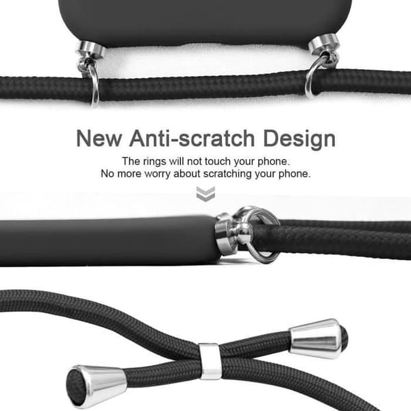 Coque - E.F.CONNECTION - för iPhone 14 Pro Max - Mjuk Silikon - Dragsnöre - Stötabsorberande Svart