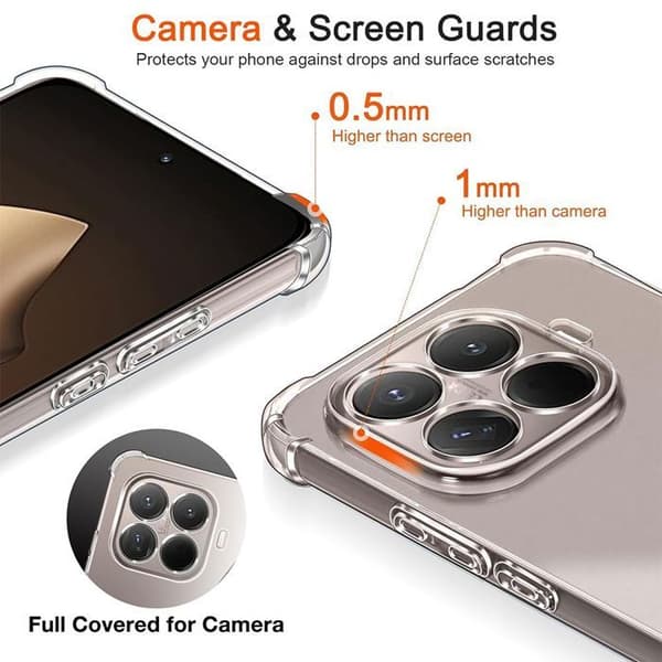 Skydd för Xiaomi 15T Pro, Transparent Silikon Stötsäker med Blå Rem Blå, klar