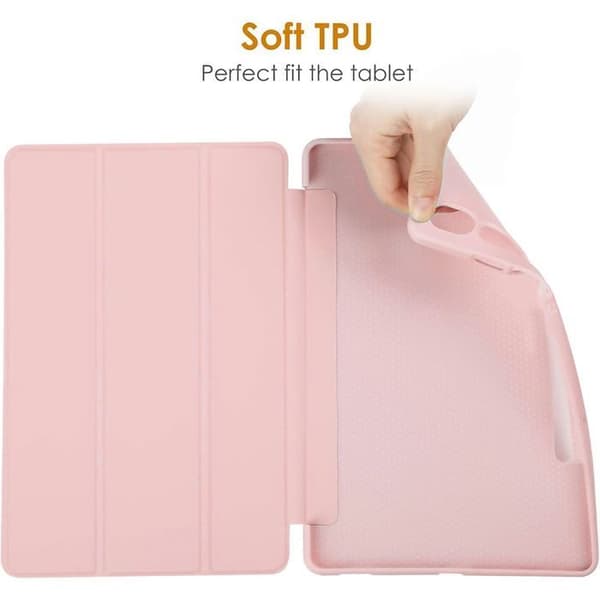 Coque + Härdat Glas - E.F.CONNECTION - för Samsung Galaxy Tab S9 - Stötabsorberande skydd - Fällbart stöd - Rosa Rosa