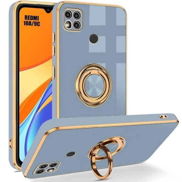 Coque - E.F.CONNECTION - För Xiaomi Redmi 9C/10A - Silikon Hybrid - Stöt-resistent - Rotatable Ring Support Blå