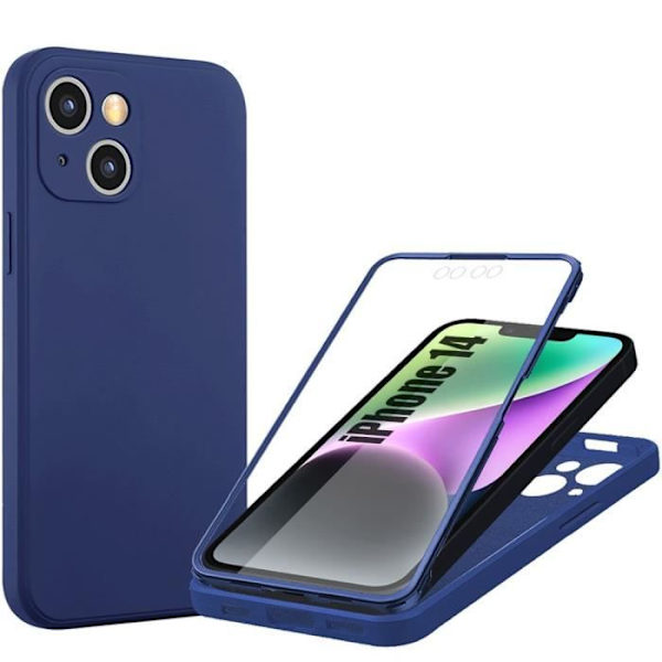 Cover til iPhone 14 Navy Blue Fuld beskyttelse 360 grader stødsikker silikone