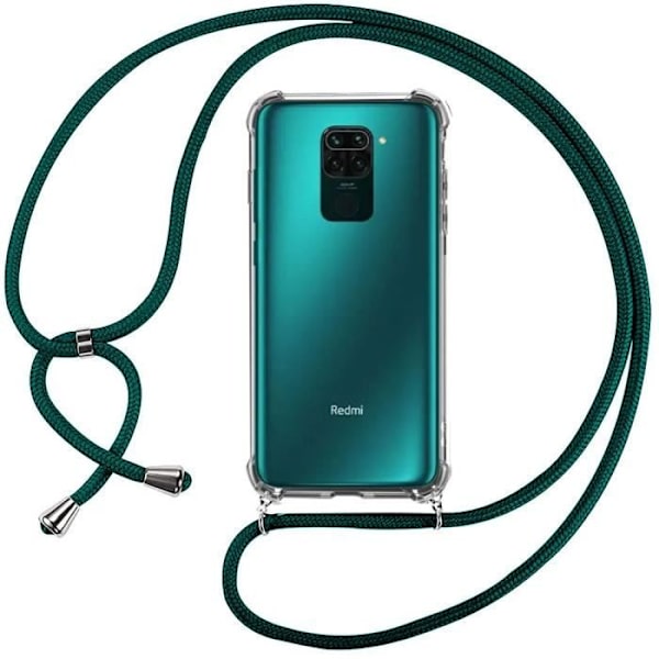 Fodral för Redmi Note 9 (6,53 tum) Transparent tunn Anti-Scratch Mjuk TPU med dragsko Midnight Green Transparent-midnattsgrön