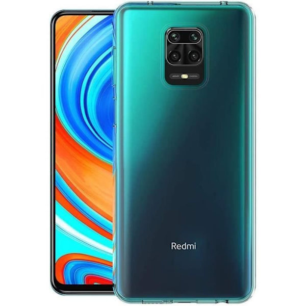 Fodral för Redmi Note 9 Pro (6,67 tum) högresistent silikon anti-chock + härdat glas Transparent
