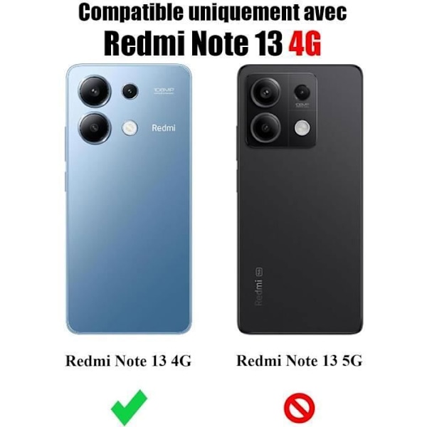 Fodral för Xiaomi Redmi Note 13 4G (ej för 5G) Fullständigt skydd Fram och bak dubbelsidig svart