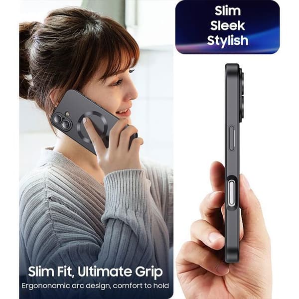 Telefonfodral - E.F.Connection - för iPhone 17 Pro Max - Flytande Silikon Magnetisk Cirkel Svart Svart