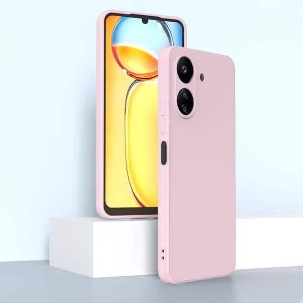 Coque + Härdat Glas för Xiaomi Redmi Note 12 4G - Flytande Silikon Skydd - Ultra Slim - Ljus Rosa Rosa