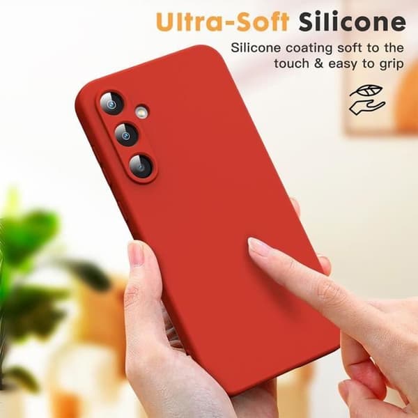 Coque + Härdat Glas - E.F.Connection - för Xiaomi Redmi Note 13 4G - Silikon TPU - Matt Effekt - Röd Röd
