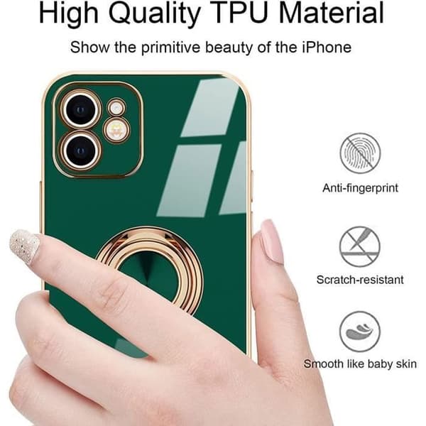 Skyddsskal - E.F.CONNECTION - för iPhone 13 Pro Max - Nattgrön - Guldkanter - Mjuk TPU Midnattsgrönt