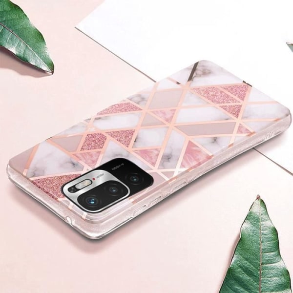 Etui til Redmi Note 10 5G + 2 hærdede briller, slankt og elegant stødsikkert TPU-cover Pink Rosa