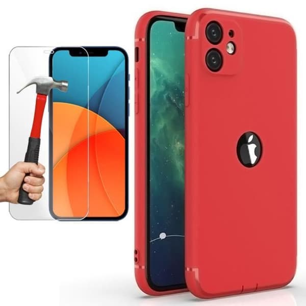 Skal + Härdat glas - E.F.CONNECTION - för iPhone 13 Pro Max - Röd - Stöttålig - Elegant Röd