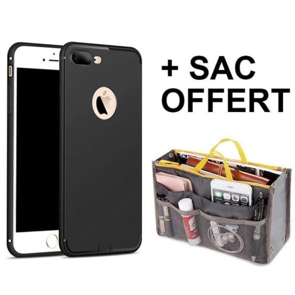 Stötsäkert Anti-Scratch Matt Silikon iPhone 8 Plus Fodral - Svart + Gratis väska Svart