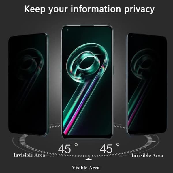 3 delar antispionhärdat glas för realme 9 Svart