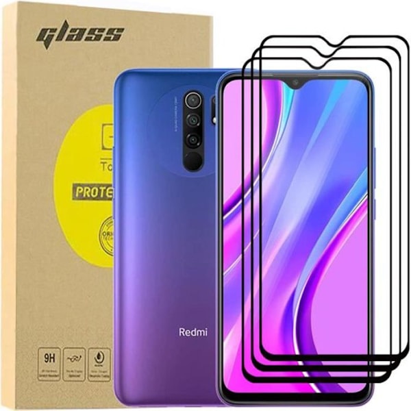 Hærdet glas Xiaomi Redmi 9 6,53" [3 styk] Fuld dækning hærdet glas beskyttelsesfilm skærmbeskytter glas 9H hårdhed (N