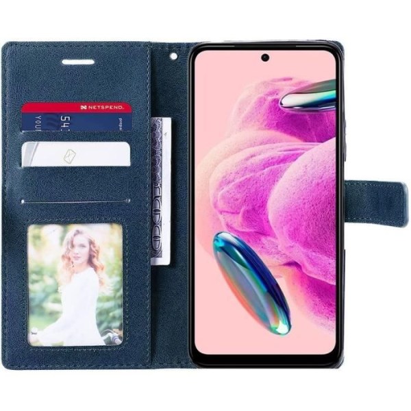 Etui til Xiaomi Redmi Note 12S, Navy Blue, Retro stødsikkert lædereffektetui med pung og stativ (ikke til Redmi Note 12)