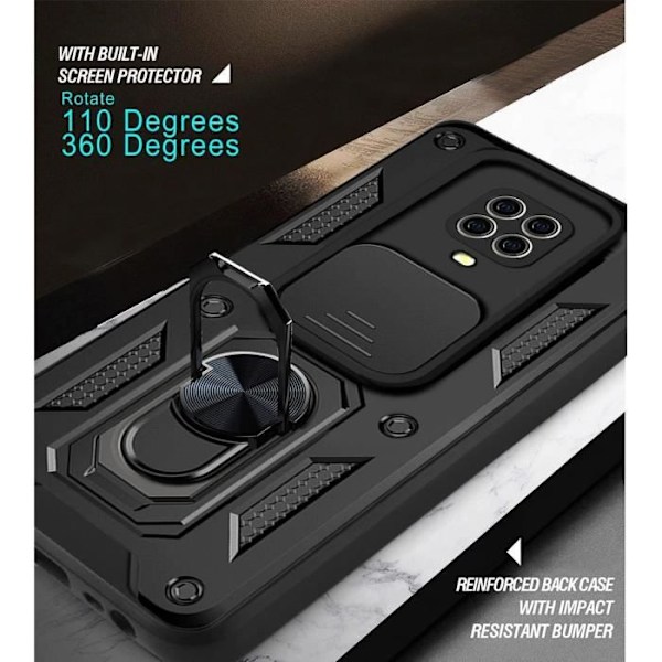 Skyddsfodral för Redmi Note 9 - E.F.CONNECTION - Svart - Army Style - Anti-Scratch - Stötsäker Svart