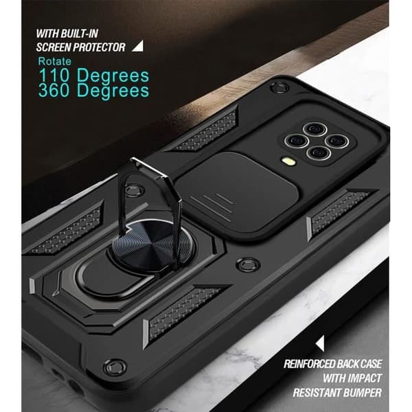 Skyddsskal - E.F.CONNECTION - Redmi Note 9 - Svart - Militärstil - Stötsäker Svart
