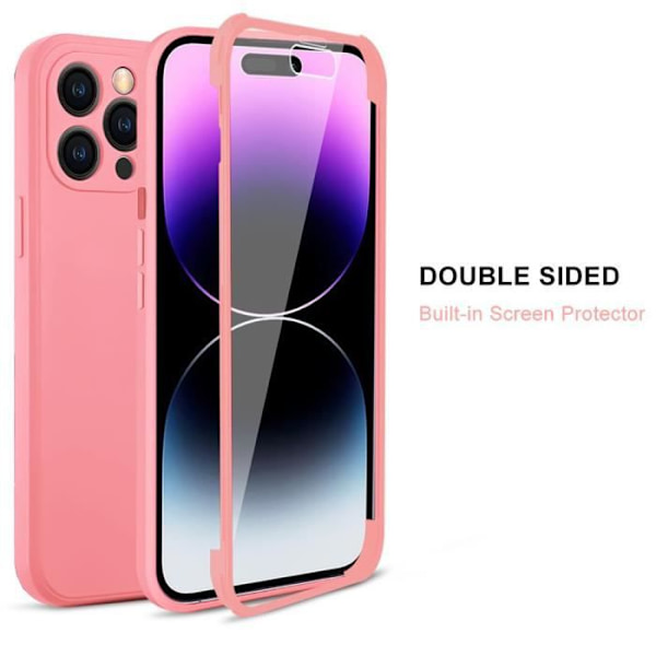 Cover til iPhone 14 Pro Max Pink Fuld beskyttelse 360 grader stødsikker silikone