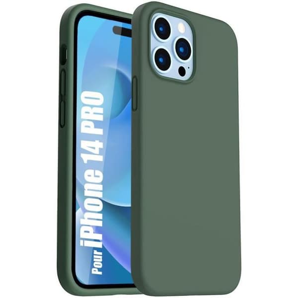 Siliconfodral - för iPhone 14 Pro - Mörkgrön - Stötsäker - Mjuk - Matt Nattgrönt