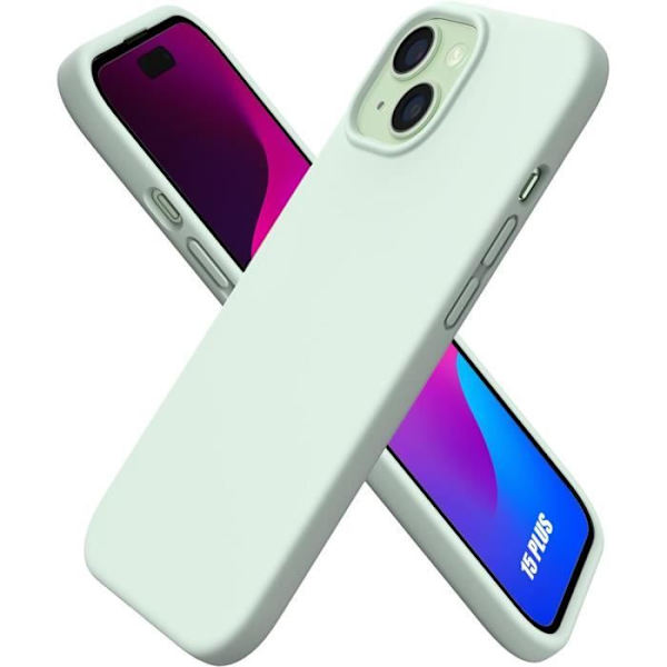 Skyddsfodral för iPhone 15 Plus - Flytande Silikon - Matt Grön - Ultrafin - Rep-resistant - Mjuk Grön
