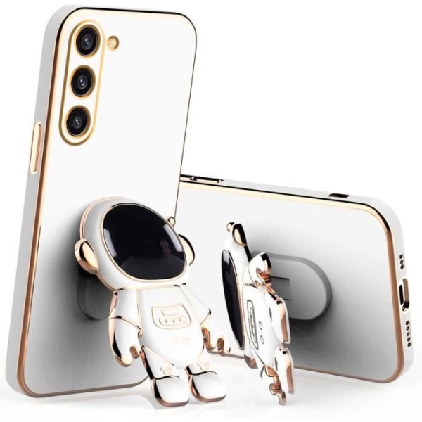 iPhone 15 Plus Cover - Hvid - Astronaut - Stødabsorberende TPU - Justerbar Støtte - Fleksibel Vit