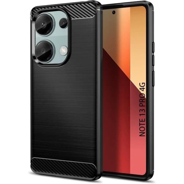 Coque - E.F.CONNECTION - För Xiaomi Redmi Note 13 Pro 4G - Stötsäker - Rep-skyddande - Kolfiber effekt Svart