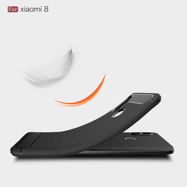 Coque - Xiaomi - Mi 8 - Kolfiber - TPU - Stötskydd Svart