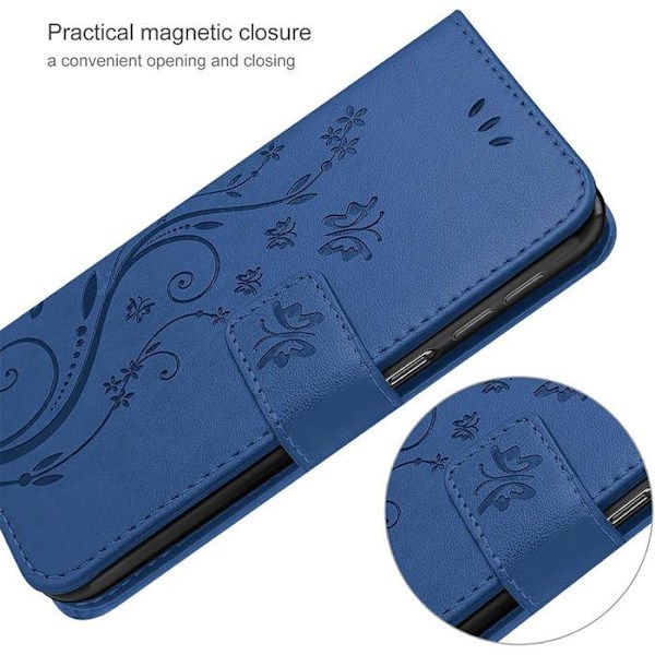 Coque för Xiaomi Redmi Note 14 5G (inte för 4G) Flip Case Syntetiskt Läder Mönster Upphöjd Blomma Fjäril - Mörkblå marinblå
