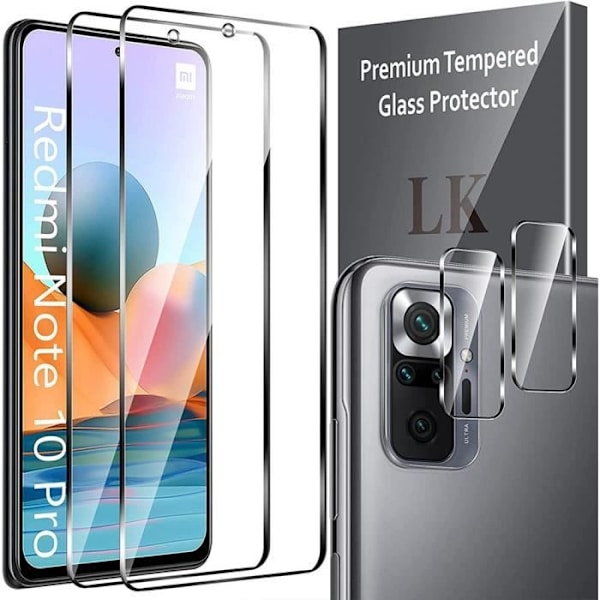 Skärmskydd och kamera - E.F.Connection - Redmi Note 10 Pro - Härdat glas - Hårdhet 9H - Pack om 2 Transparent