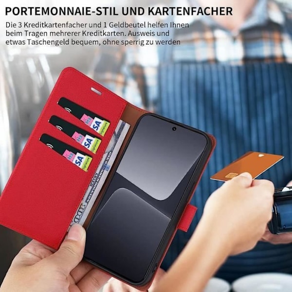 Skyddshölje - Xiaomi - 13 - Syntetiskt läder - Magnetisk stängning - Elegant röd Röd