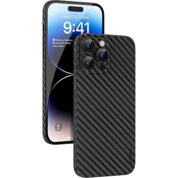Skyddsskal - E.F.CONNECTION - för iPhone 14 Pro - Kolfiber - Stötsäker - Svart Svart