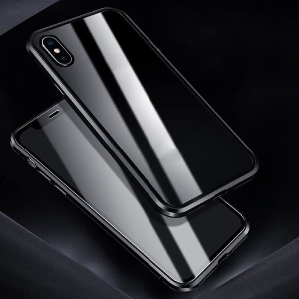 Fodral - Magnetisk - iPhone XR - Svart - Härdat glas - Transparent Bumper Svart