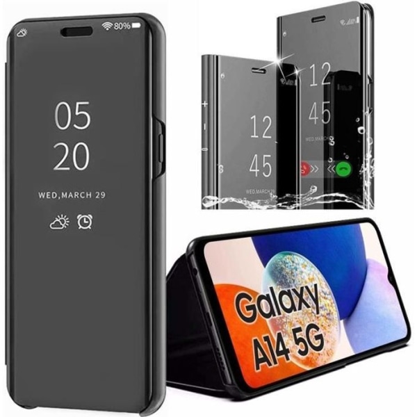 Fodral till Samsung Galaxy A14 4G/5G Svart Integral Mirror Effect Elegant Anti-Scratch 360 graders skydd Svart