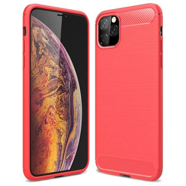 Siliconefodral - E.F.CONNECTION - för iPhone 12 Pro Max - Röd - Stötsäker - Kolfiber Röd