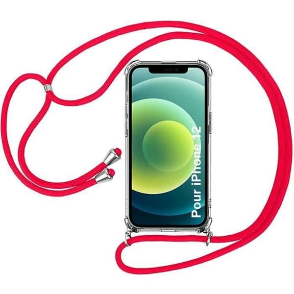 Skyddsskal - E.F.CONNECTION - för iPhone 12 - Flexibelt - Transparent-Röd - Stötabsorberande Transparent-Röd