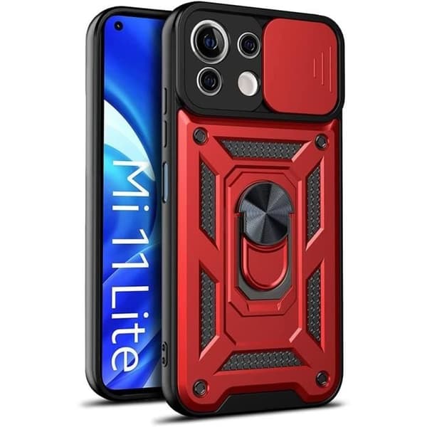 Coque - E.F.CONNECTION - Xiaomi 11 Lite 5G - Röd - Antichock - Stöd 360° Röd