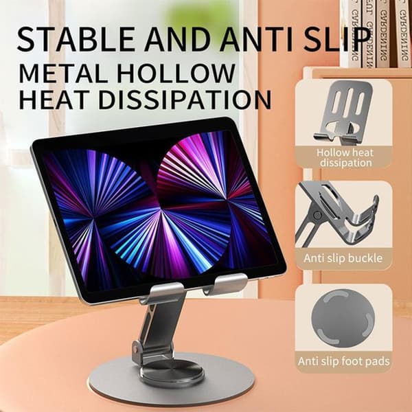 Stöd Pliable Rotatif - E.F.CONNECTION - Svart - Aluminium - Multi-Angle - Antislip
