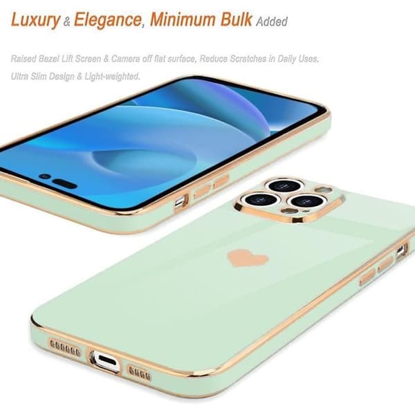 Skyddsskal - E.F.CONNECTION - för iPhone 14 Pro - Turkos - Hjärtmönster - Stötsäker Repfria Turkos